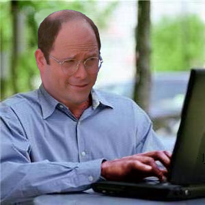 George costanza smirking on computer — Reaction meme