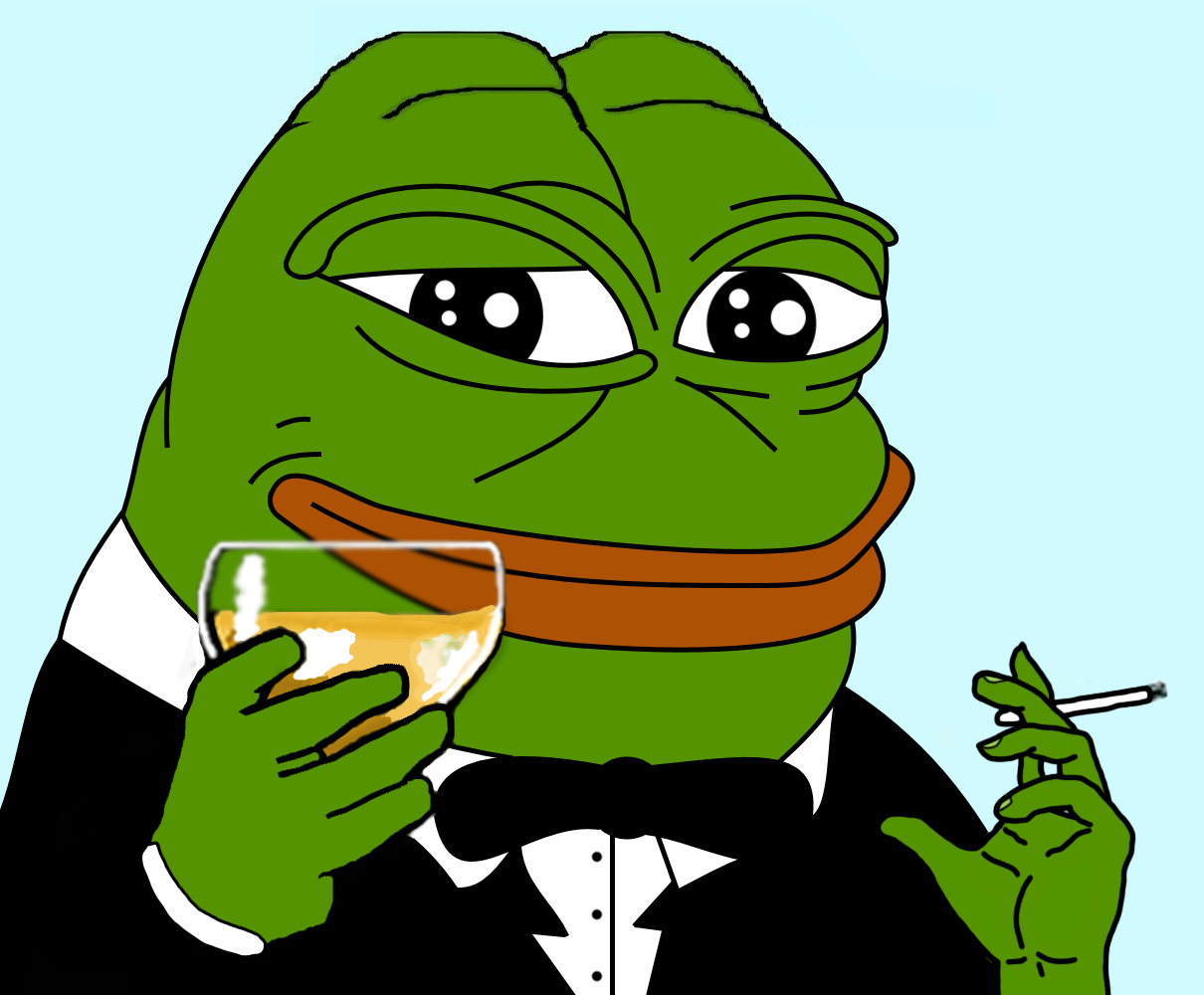 Pepe tux drinking smoking — Pepe meme