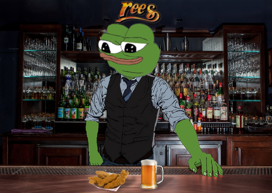 Pepe bartender tendies beer — Pepe meme