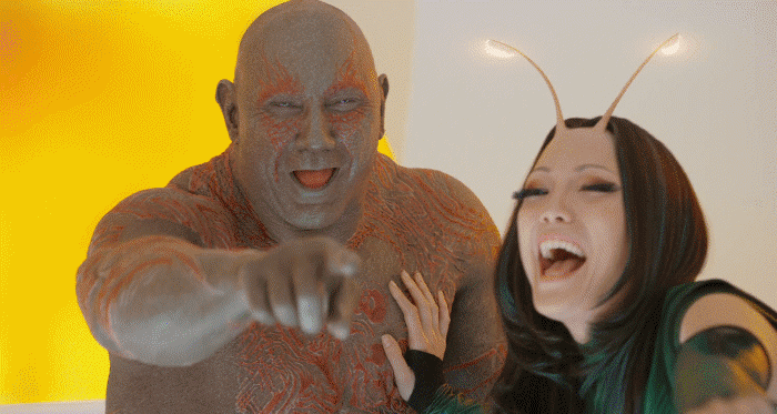 Drax mantis laughing — Reaction meme