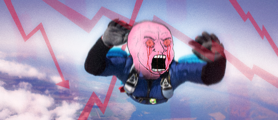 Pink wojak skydive freefall — Wojak meme