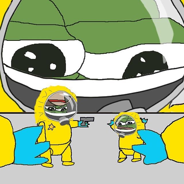 Hazmat pepe playing with hazmat pepes — Reaction meme