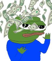 Pepe raining dollars — Pepe meme