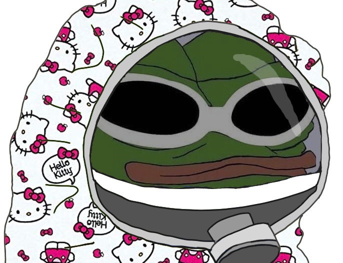Pepe wearing hello kitty hazmat suit — Pepe meme