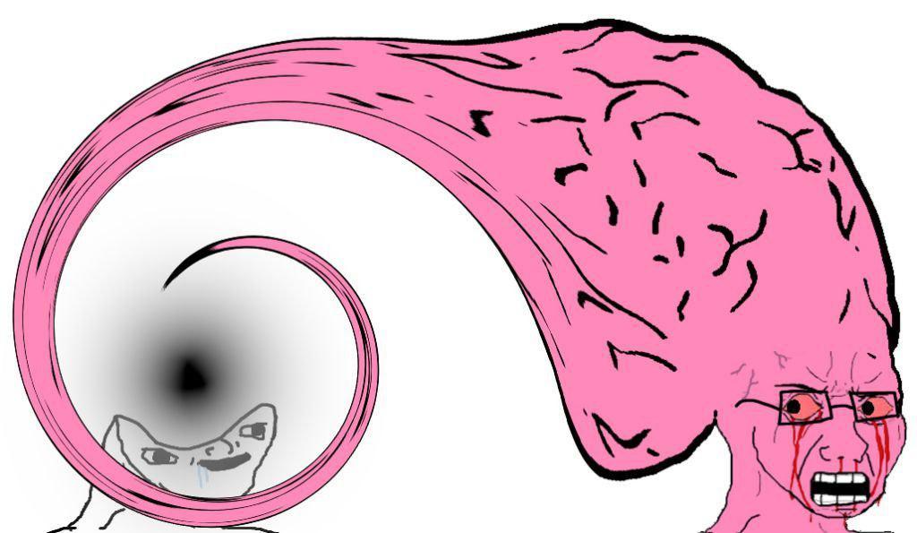 Brainlet blackhole pink wojak — Brainlet meme