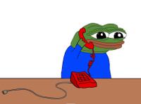 Pepe answering red telephone unplugged — Pepe meme