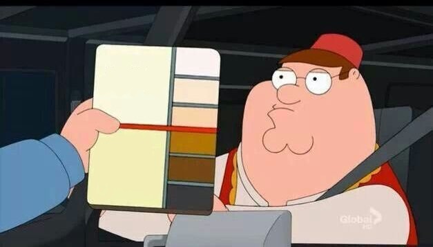 Peter Griffin skin color chart race terrorist blank meme template — Templates meme