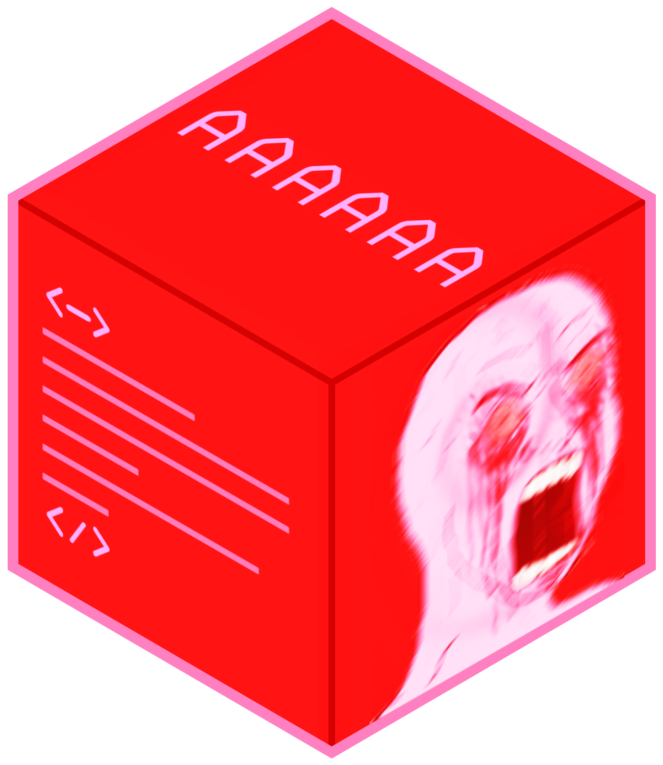Pink wojak aaaa cube — Wojak meme