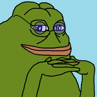 Pepe smug wearing blue tinted circle glasses — Pepe meme
