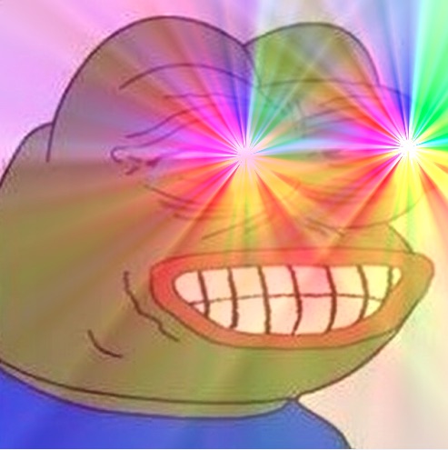 Pepe big smile colorful eyes — Pepe meme