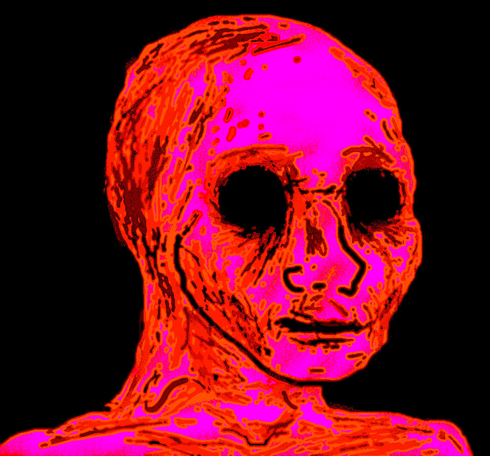 Pink neon wojak black eyes — Wojak meme