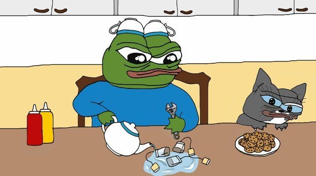 Pepe trying to make tea — Pepe meme