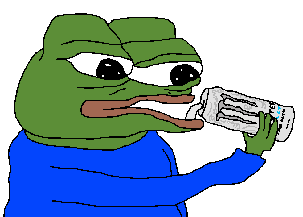 Pepe drinks monster — Pepe meme
