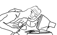 Boomer inspects computer — Boomer meme
