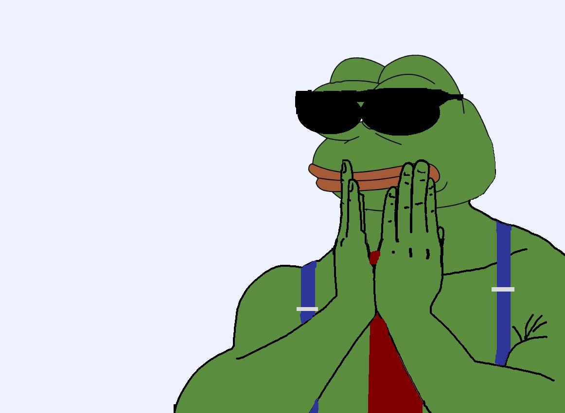 Pepe hands on face suspenders — Pepe meme