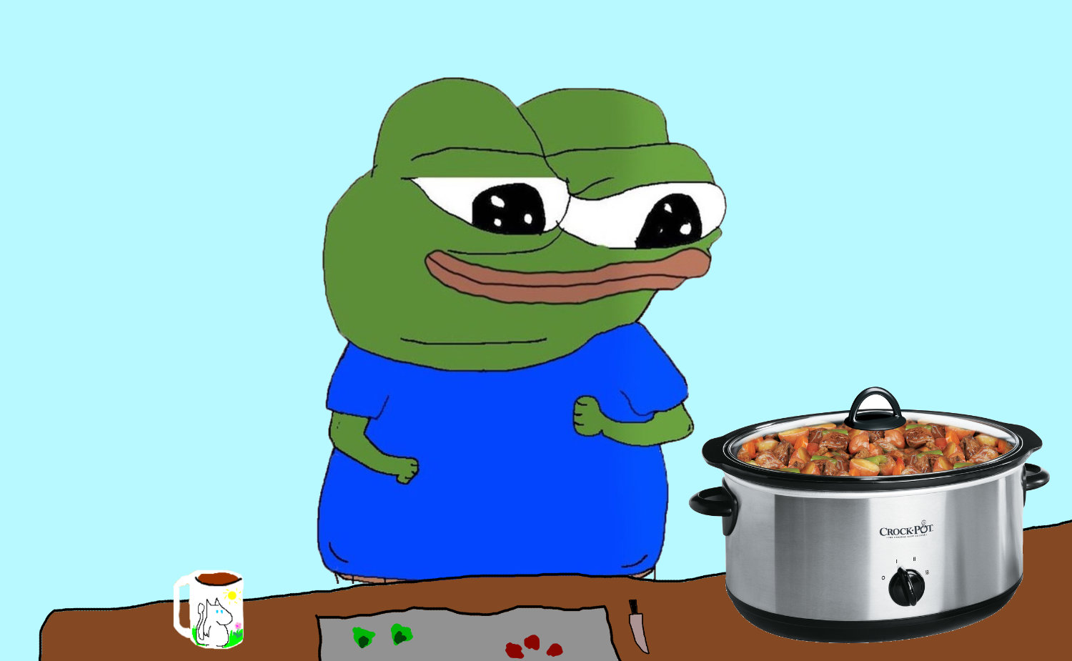 Pepe using slow cooker — Pepe meme