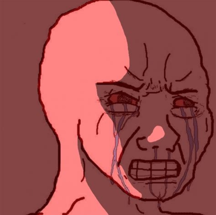 Pink wojak angry shadow face — Wojak meme