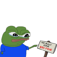Pepe mad crying pointing at no bully zone sign — Pepe meme