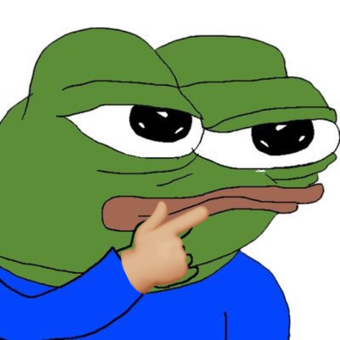 Pepe thinking human hand — Pepe meme