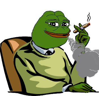 Pepe smoking cigar in chair — Pepe meme