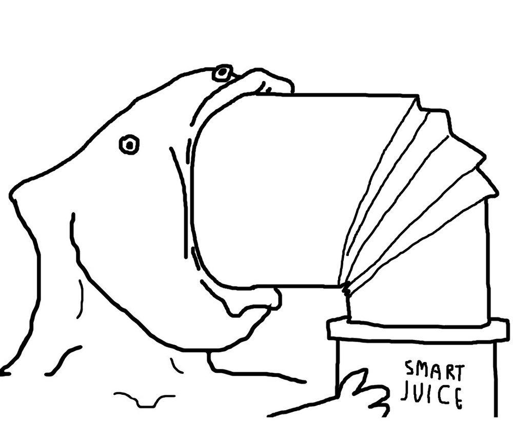 Brainlet drinking smart juice — Brainlet meme