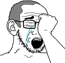 Wojak receding hairline glasses crying — Wojak meme
