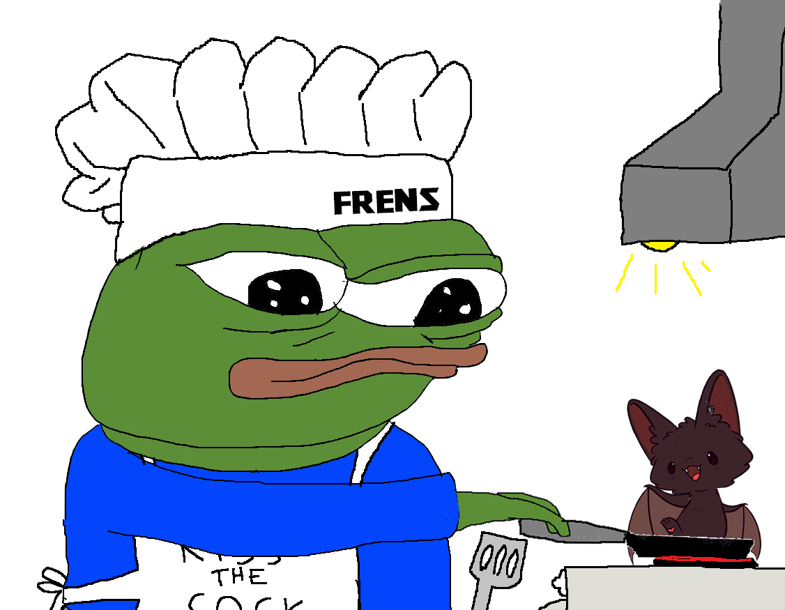 Pepe chef cooking bat — Pepe meme