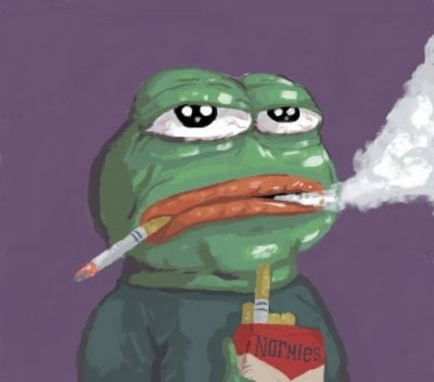 Pepe smoking cigs — Pepe meme