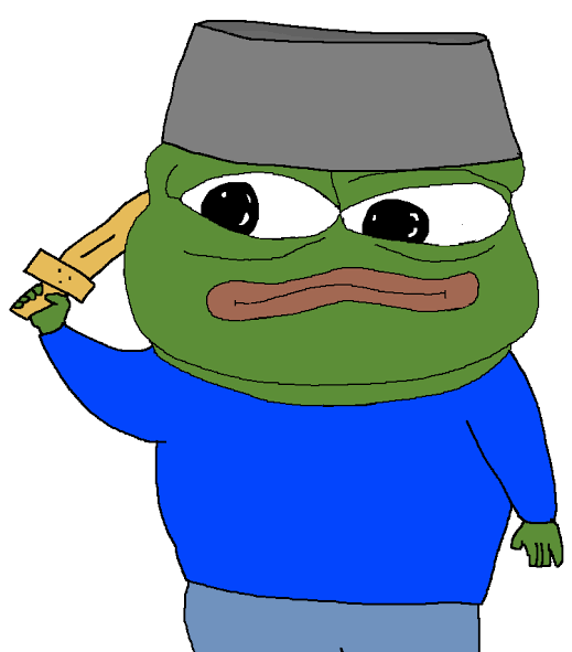 Pepe wooden sword pot helmet — Pepe meme