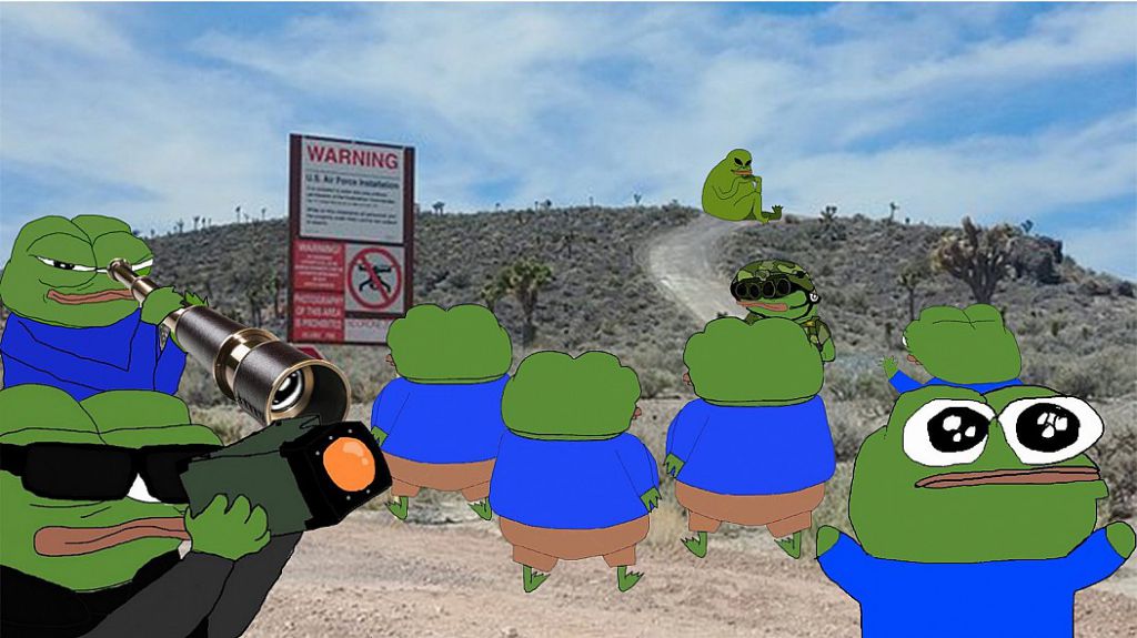 Pepes storm area 51 looking for aliens — Pepe meme