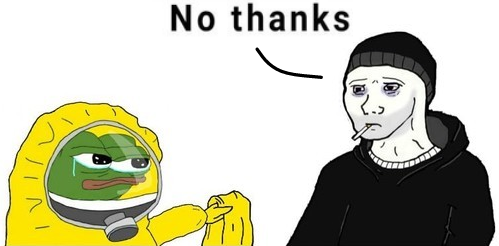 Pepe hands doomer wojak hazmat suit — Pepe meme