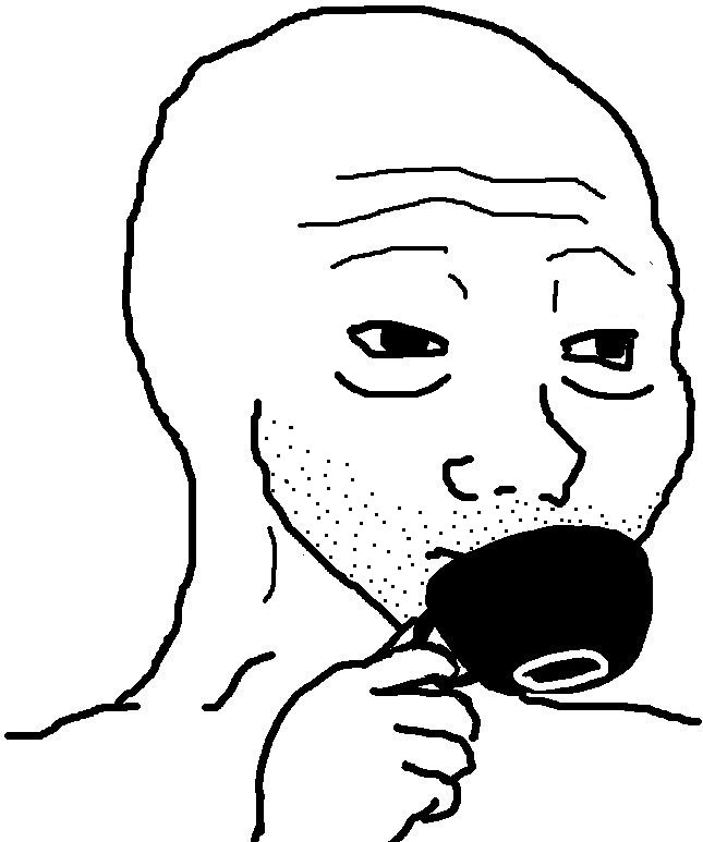 Wojak 5oclock shadow coffee sip — Wojak meme