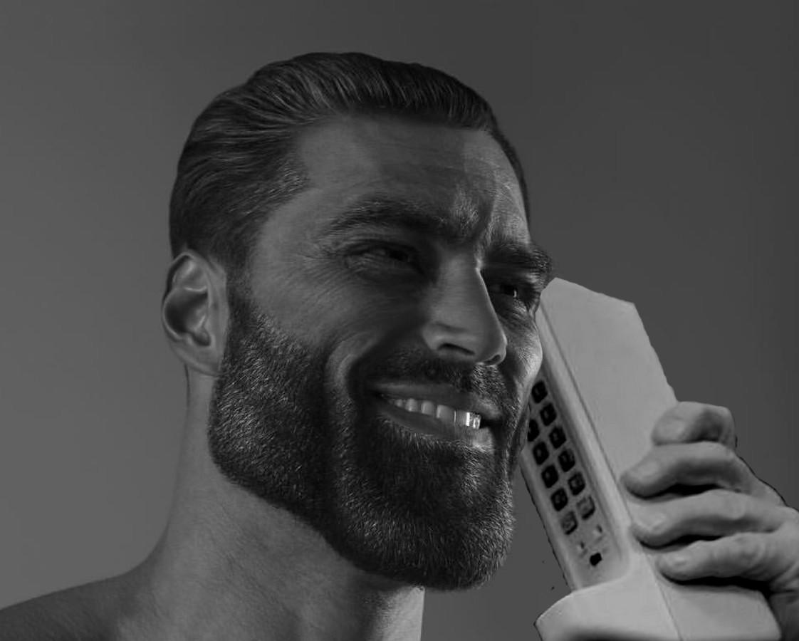 Chad on old cellphone — Reaction meme