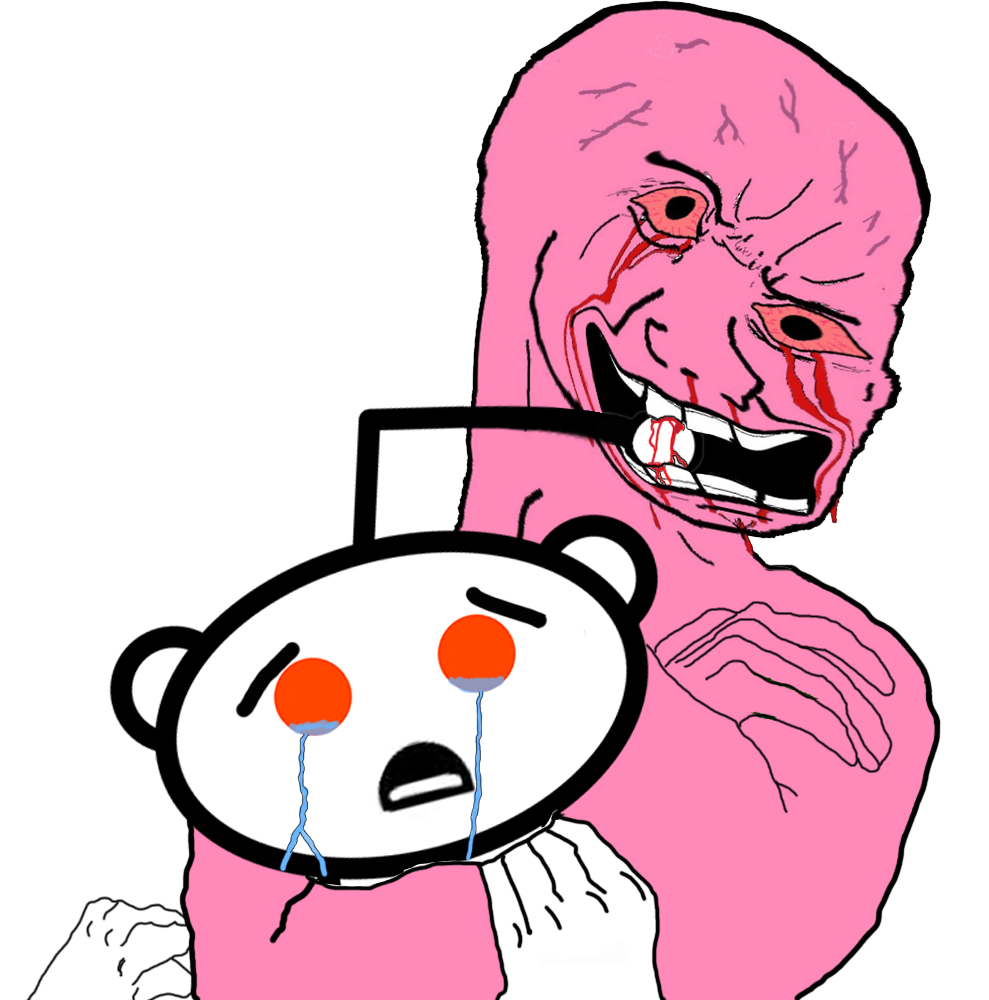 Pink wojak chokes reddit snoo — Wojak meme