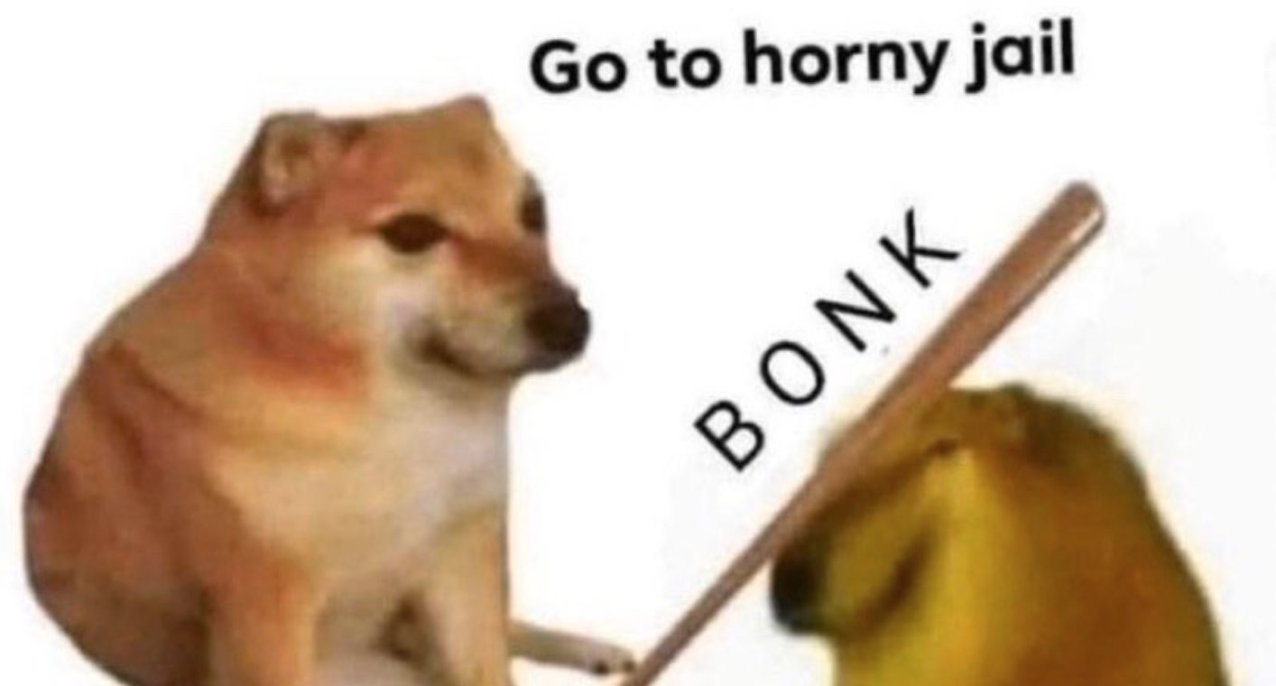 Doge bonks doge to horny jail — Reaction meme