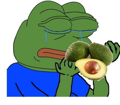 Pepe crying holding avocados — Pepe meme