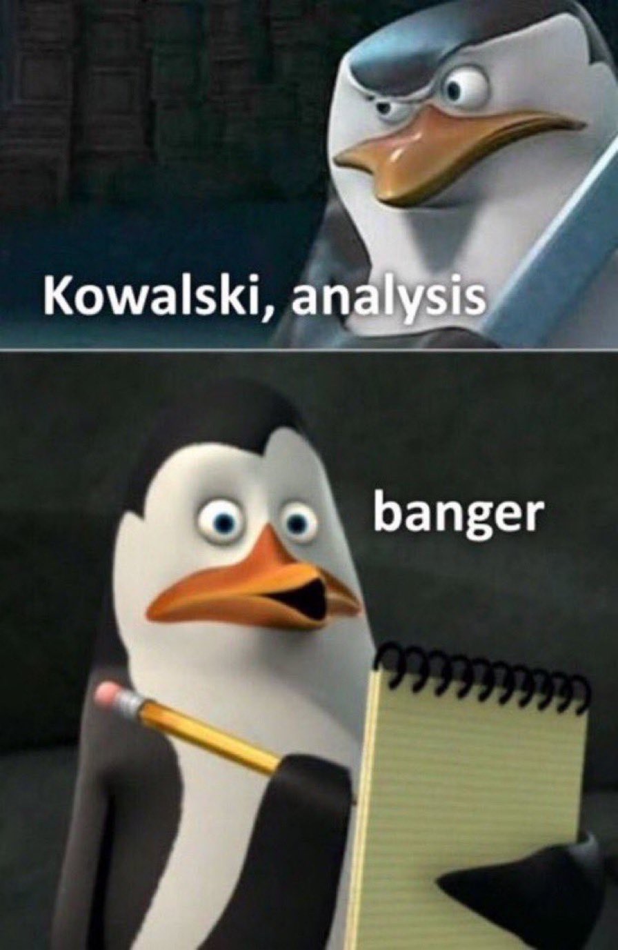 Kowalski banger — Reaction meme