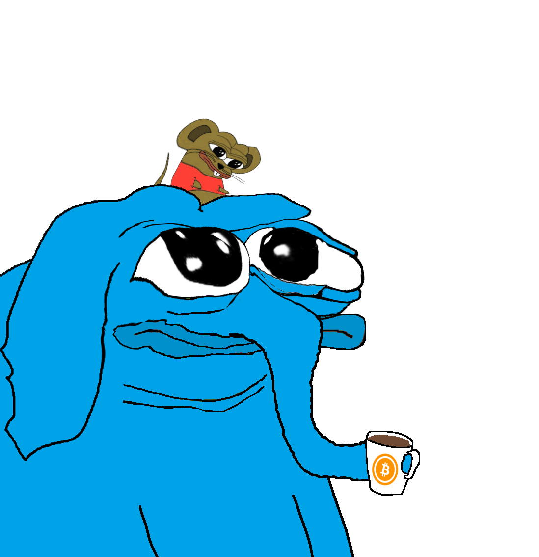 Blue elephant pepe mouse looking at each other — Reaction meme