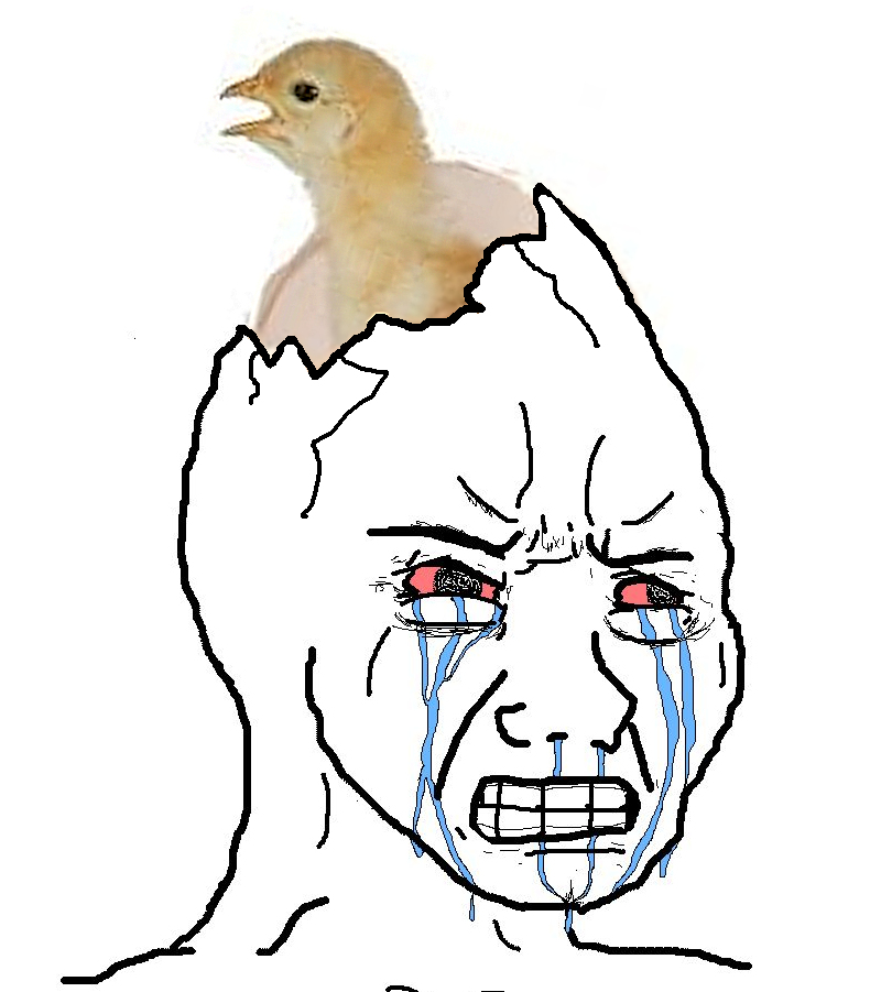 Wojak angry seething brain hatching chick — Wojak meme