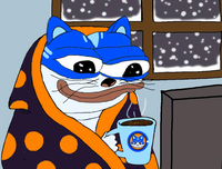 Toshi cat comfy snowing — $TOSHI meme