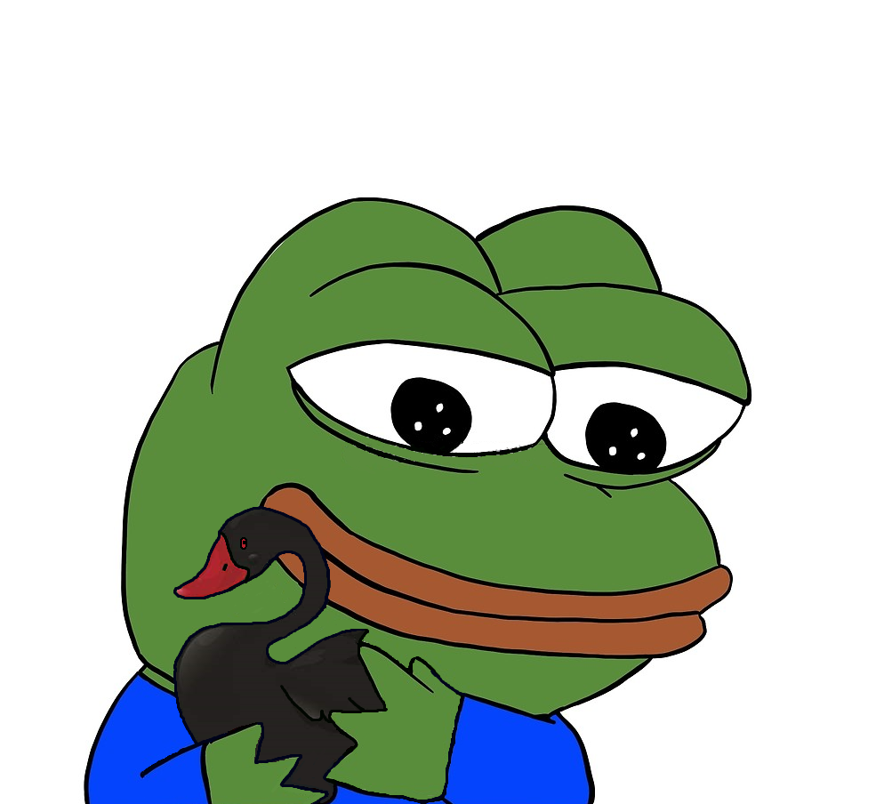 Pepe hugging black swan — Pepe meme