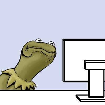 Kermit meme guy behind computer — Reaction meme