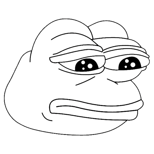 Pepe sad face black white — Pepe meme