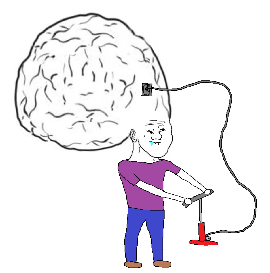 Brainlet pumps up brain — Brainlet meme