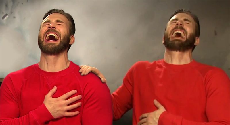 Chris evans laughing with himself — Reaction meme