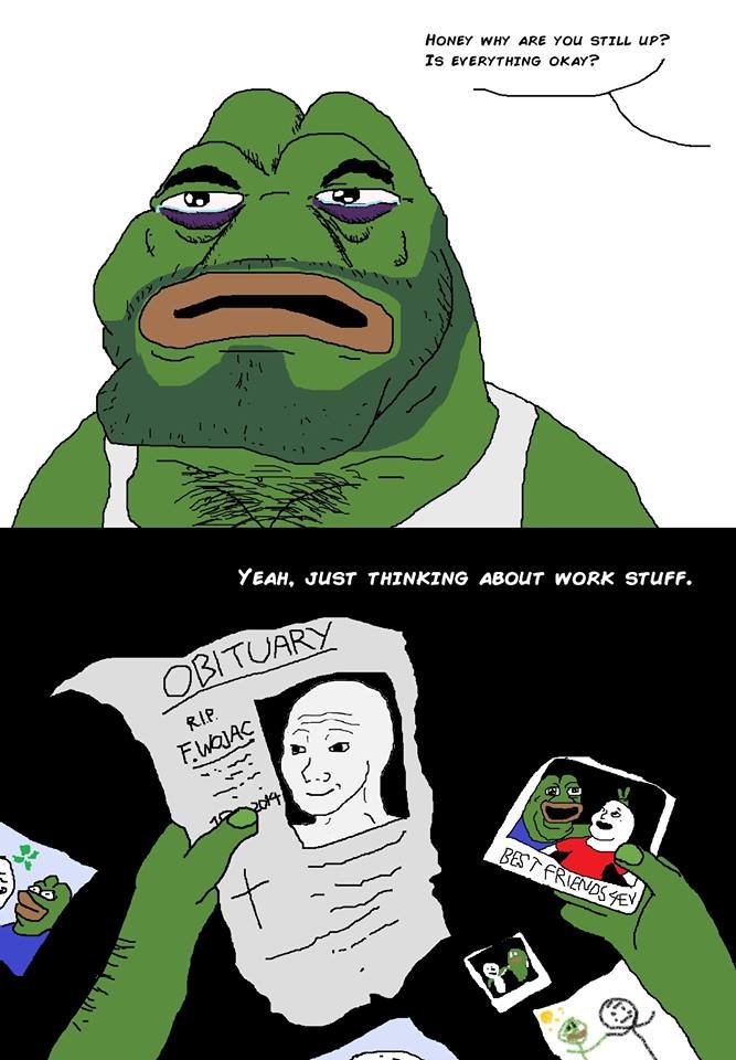 Pepe washed up remembering friends — Pepe meme