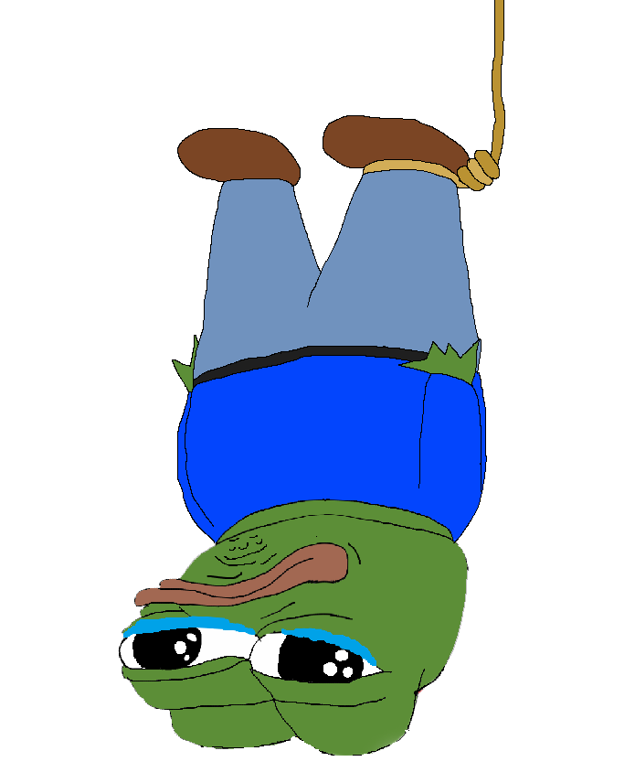 Pepe hanging upside down — Pepe meme