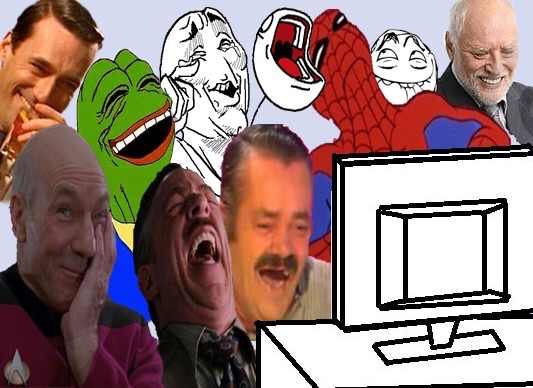 Meme laughing at computer — Reaction meme