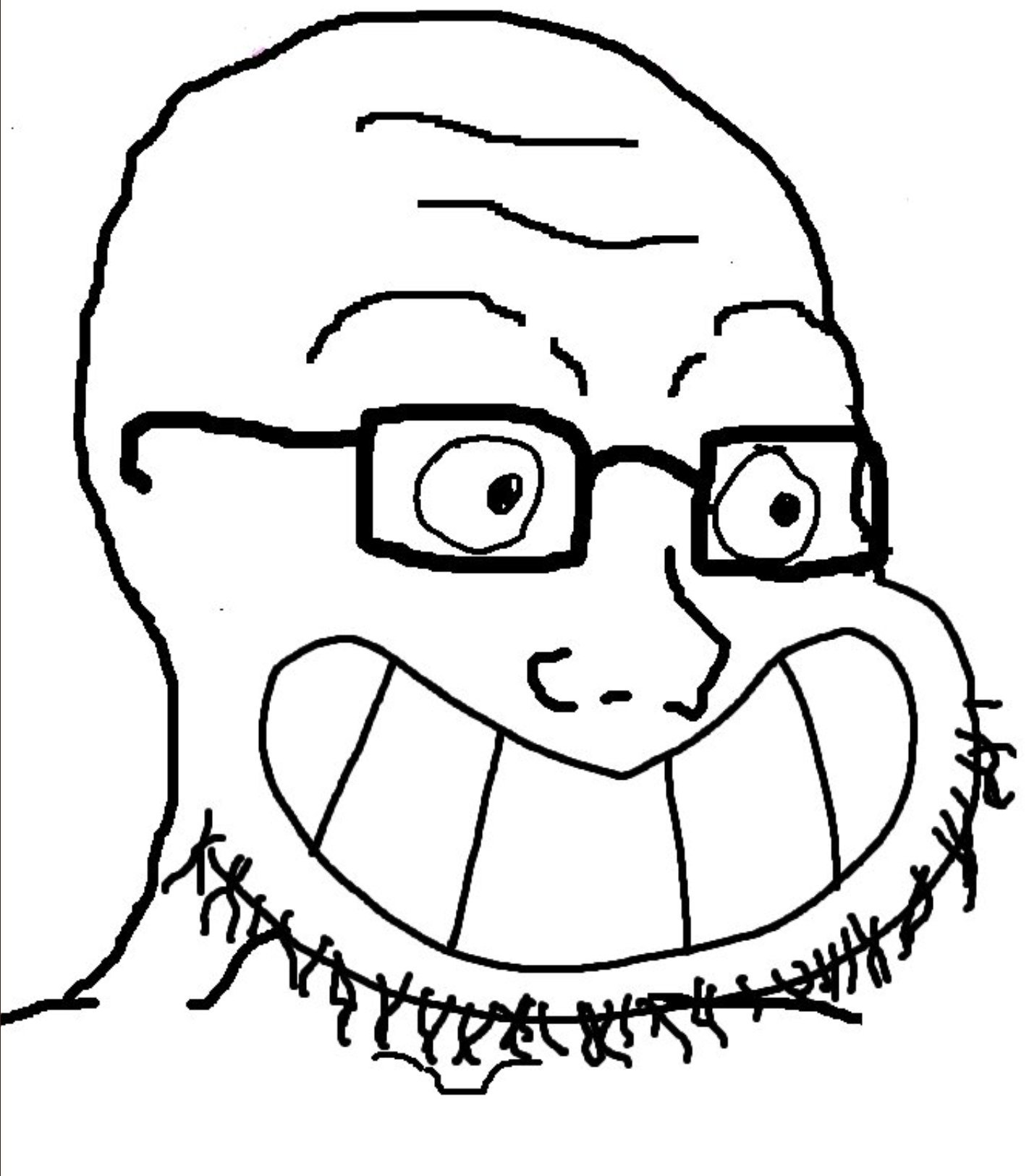 Wojak soy boy wide cartoon mouth — Wojak meme