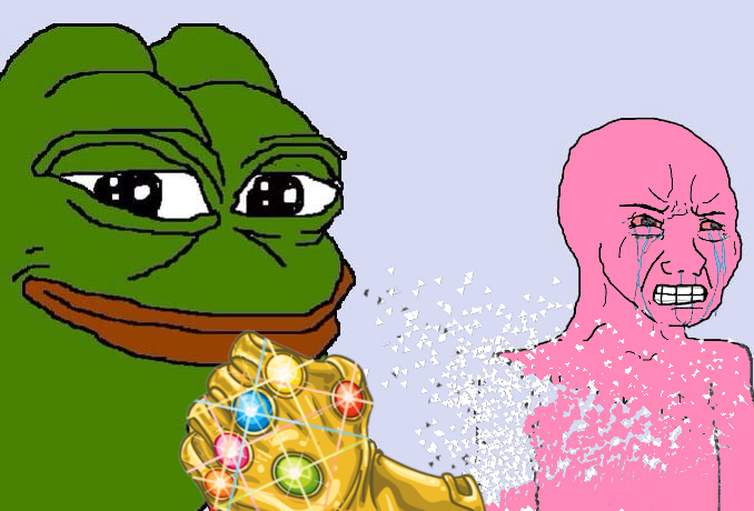 Pepe smug thanos snapping pink wojak — Pepe meme
